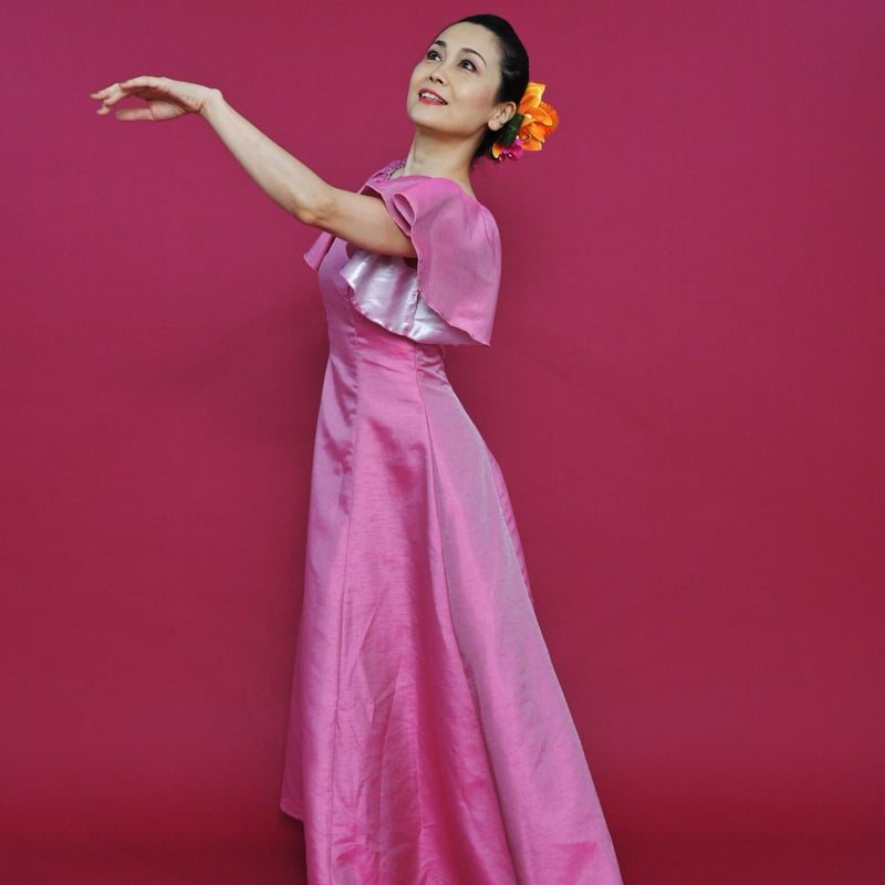 DR079】シャンブレーシャンタンフレア袖ドレス/ピンク | I MUA