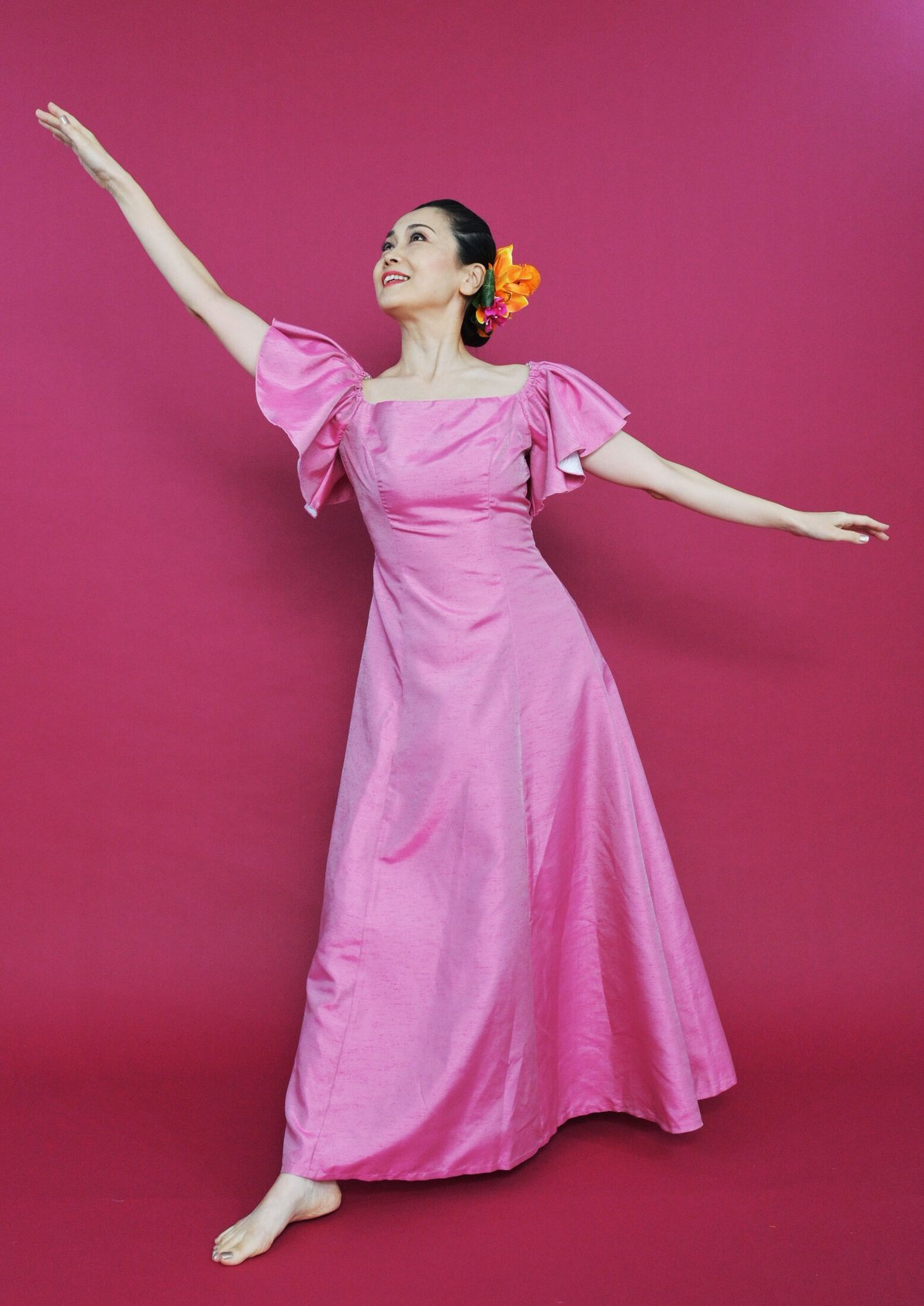 ピンク レース 長袖 ダンスドレス 【公式通販】