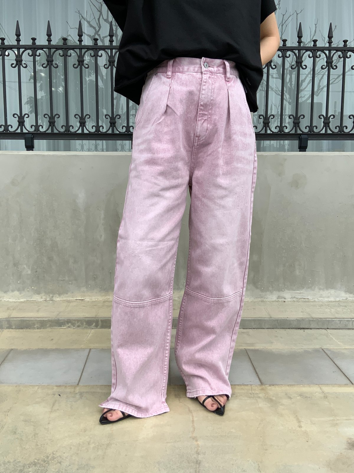 YENN】HIGH RISE TUCK WIDE PANTS / PINK | Radian