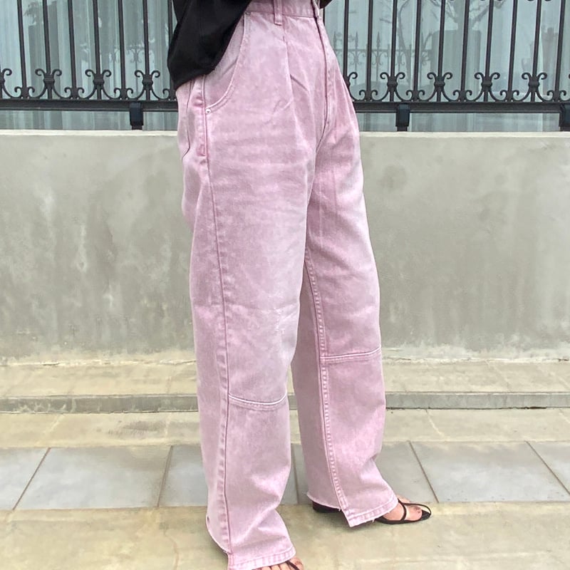 YENN】HIGH RISE TUCK WIDE PANTS / PINK | Radian