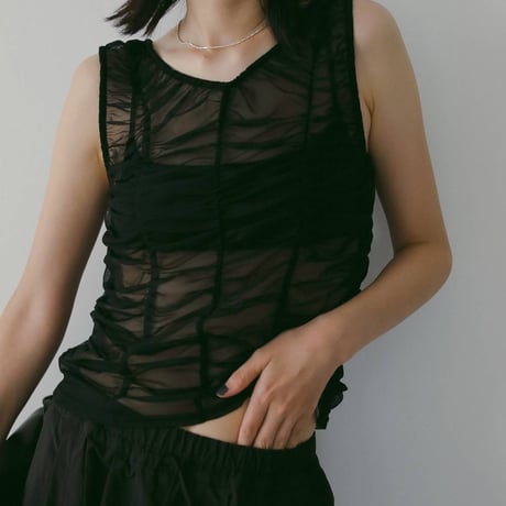 【anuke】Tulle Gather Tanktop