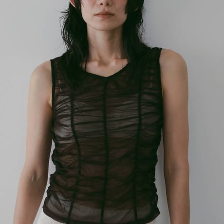 【anuke】Tulle Gather Tanktop