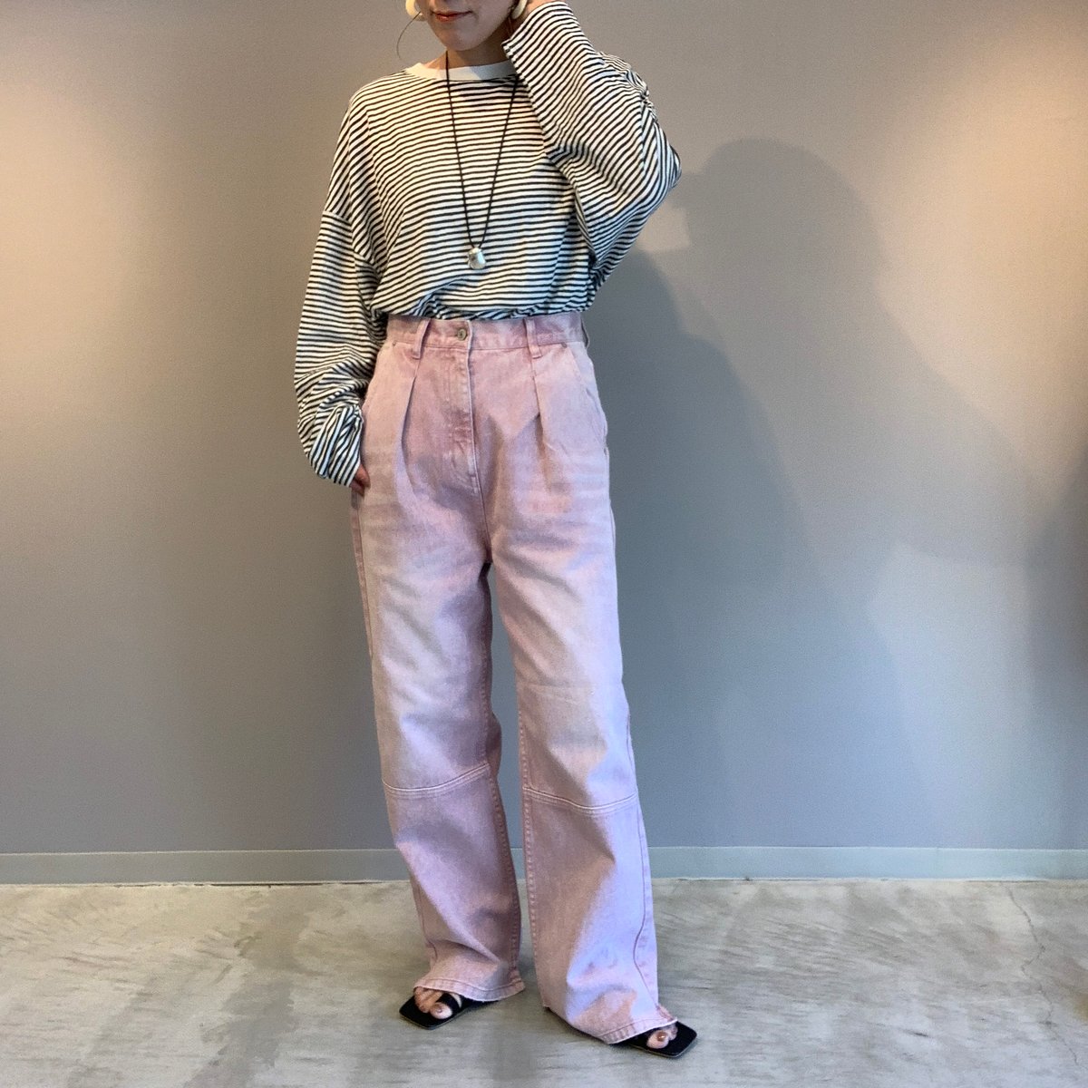 YENN】HIGH RISE TUCK WIDE PANTS / PINK | Radian