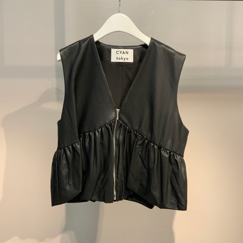 CYAN TOKYO】ヴィーガンレザーバルーンギャザーベスト | Radiant MUSE 本店