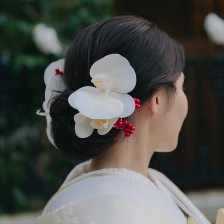 hair accessory -胡蝶蘭 peach beige-