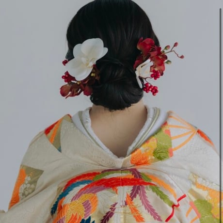 hair accessory -胡蝶蘭 peach beige-
