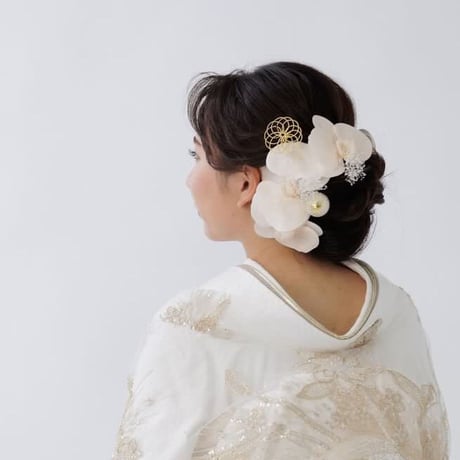 hair accessory -胡蝶蘭 peach beige-