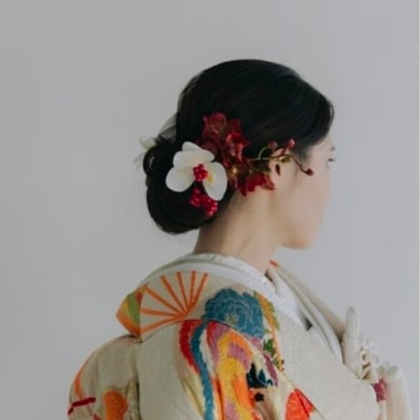 hair accessory -胡蝶蘭 peach beige-