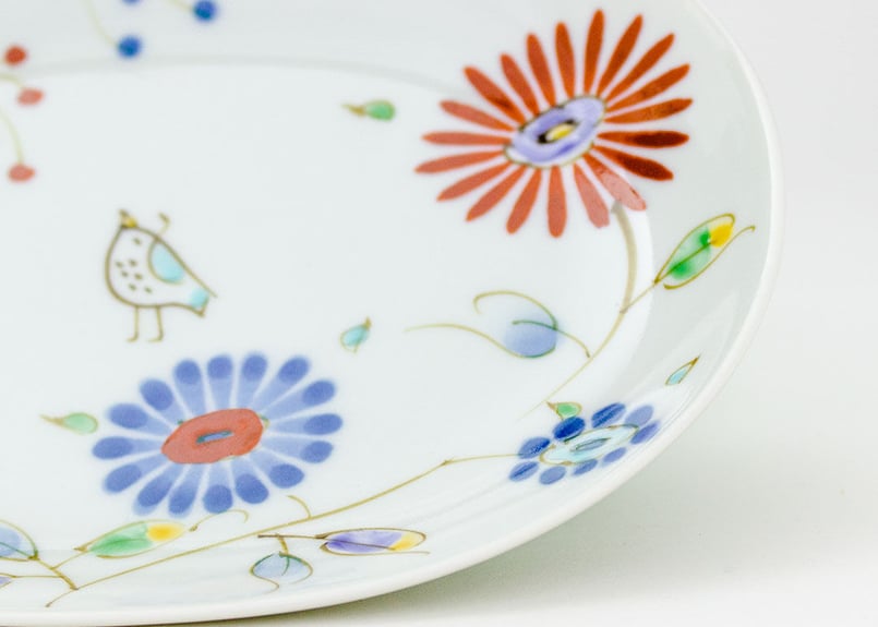 田口 紀美子】小鳥ガーデン 楕円皿 | 肥前やきもの圏作家展 The Store