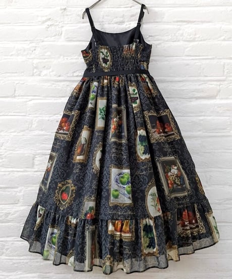 Fruit Still Life Art Museum Jumper Skirt（Black）Lsize
