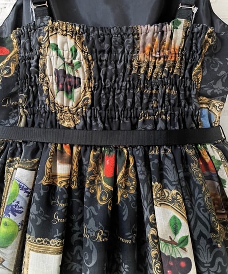 Fruit Still Life Art Museum Jumper Skirt（Black）Lsize