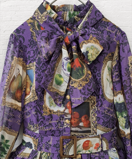 Fruit Still Life Art Museum one-piece dress（Purple）M size