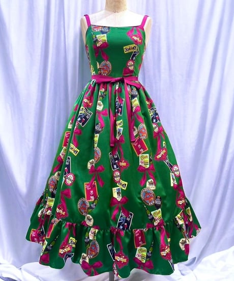 Tipsy Ribbon Jumper Skirt（Green）Lsize