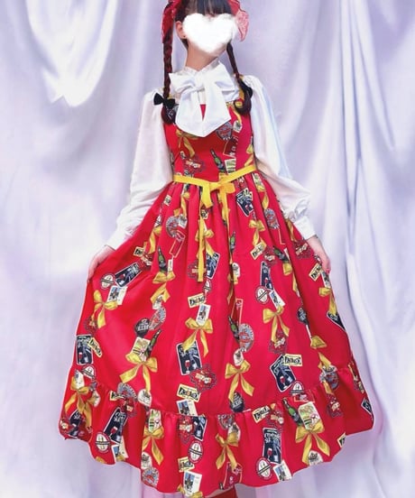 Tipsy Ribbon Jumper Skirt（Red）