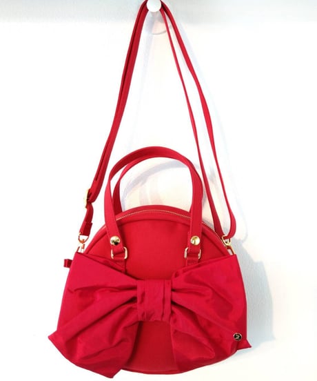シャンタンリボン付きハンプBag　(レッド）