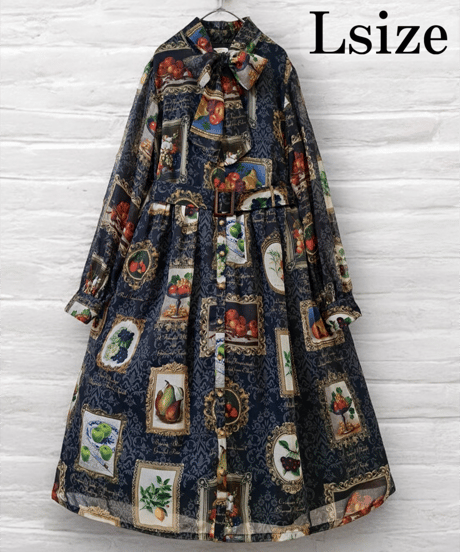 Fruit Still Life Art Museum one-piece dress（Black）
