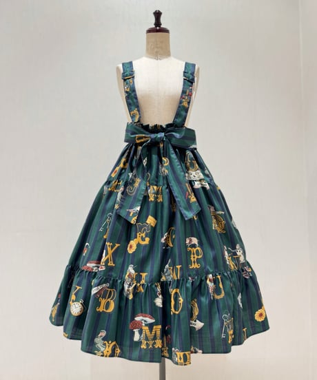 Alice in Wonder Glyph Skirt（Green）