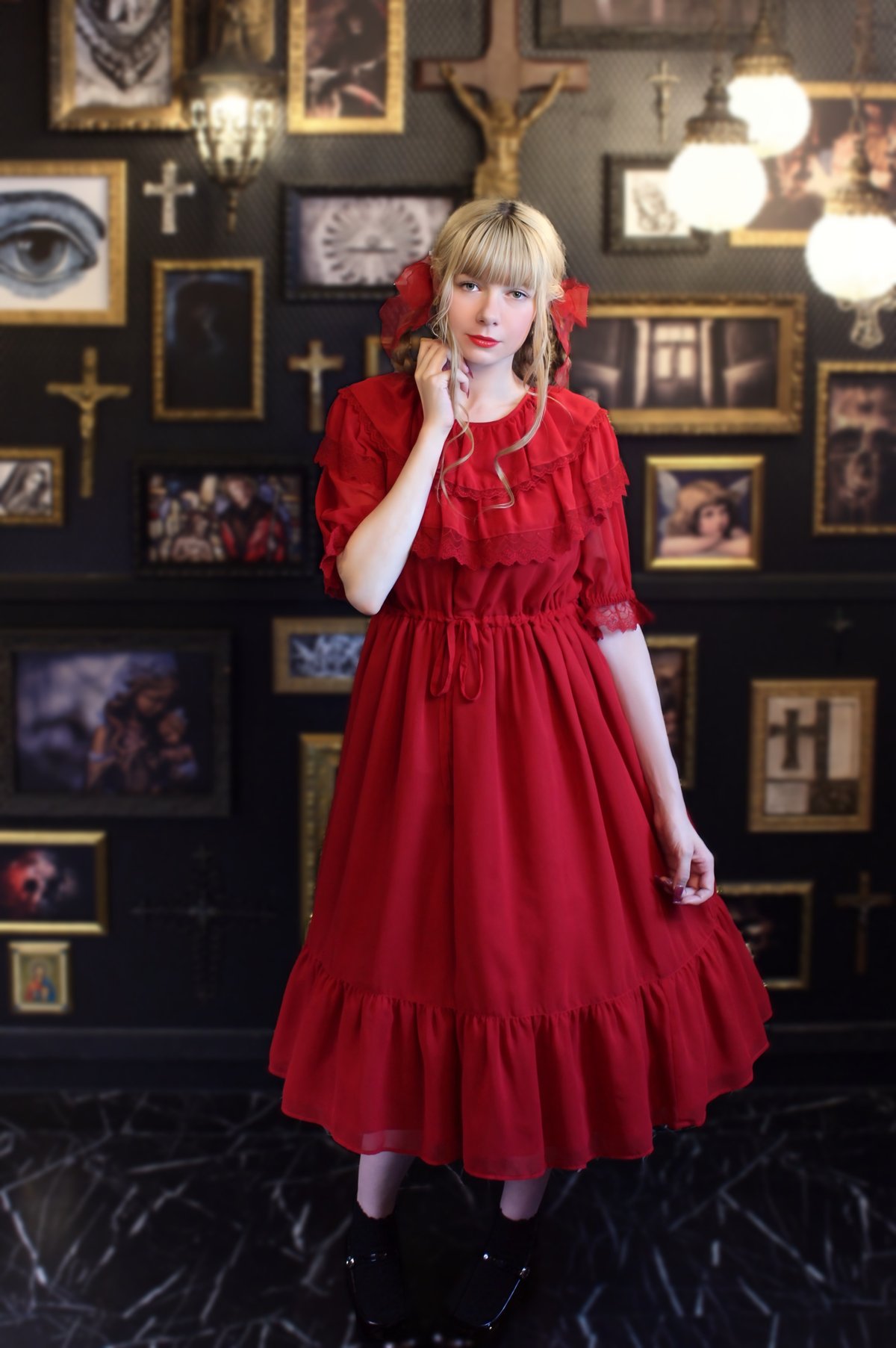 Thaleia one-piece dress（Red） | Perla nell' ostr