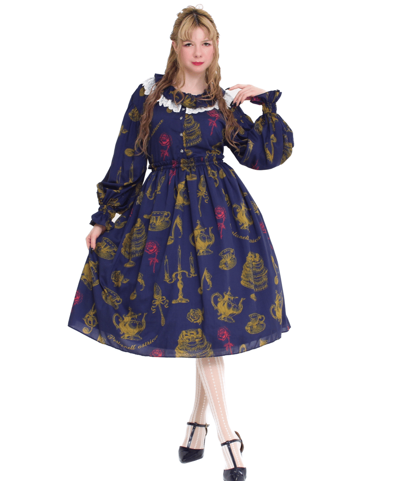 Little banquet one-piece（Navy blue） | Perla nel