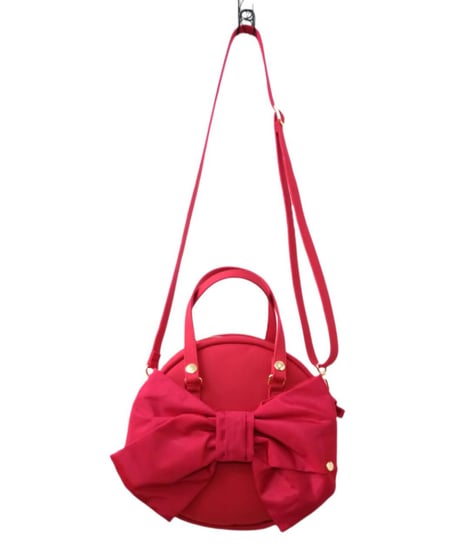 シャンタンリボン付きハンプBag　(レッド）