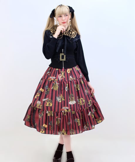 Alice in Wonder Glyph Skirt（Red）