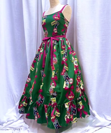 Tipsy Ribbon Jumper Skirt（Green）Lsize