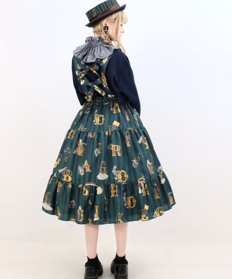 Alice in Wonder Glyph Skirt（Green）