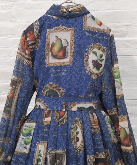 Fruit Still Life Art Museum one-piece dress（Blue）Lsize