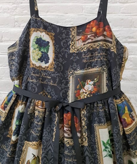 Fruit Still Life Art Museum Jumper Skirt（Black）Lsize