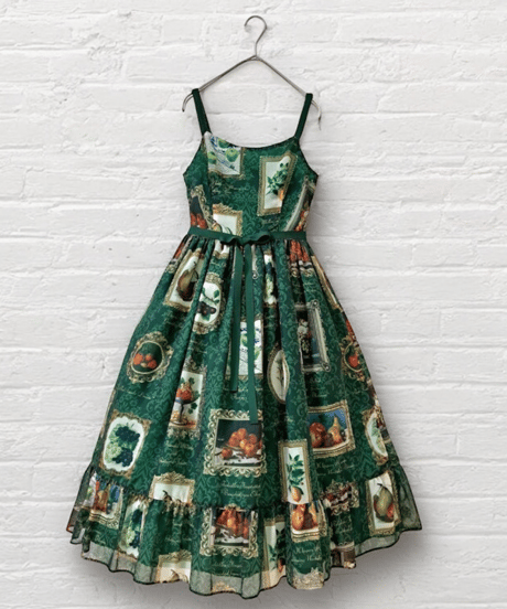 Fruit Still Life Art Museum Jumper Skirt（Green）M size