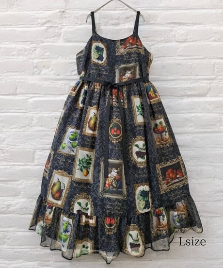 Fruit Still Life Art Museum Jumper Skirt（Black）Lsize