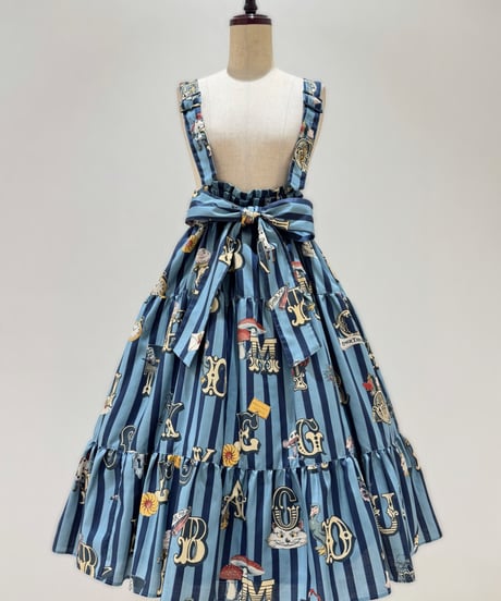 Alice in Wonder Glyph Skirt（Sax blue）
