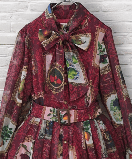 Fruit Still Life Art Museum one-piece dress（wine）