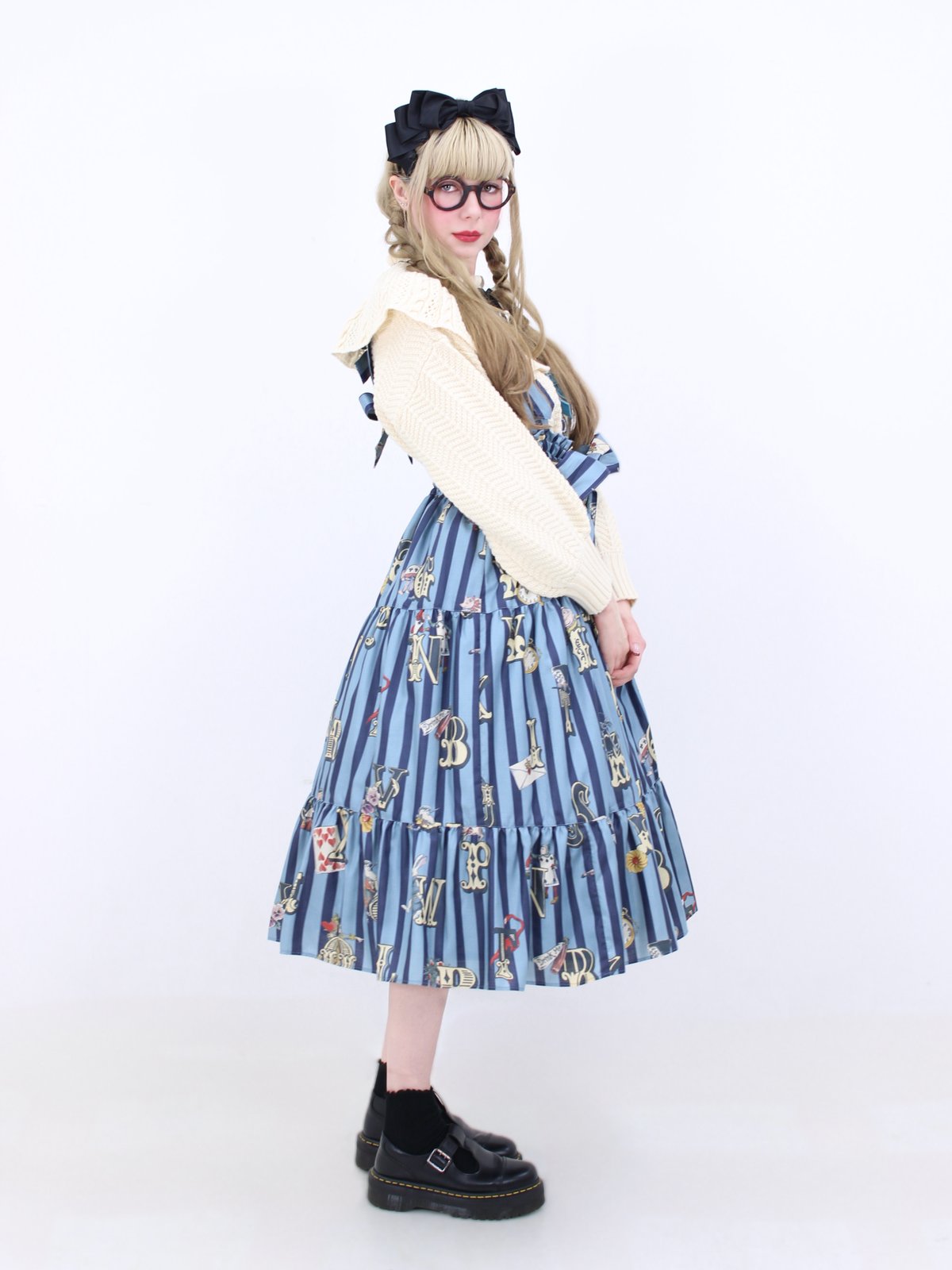 Alice in Wonder Glyph Skirt（Sax blue） | Perla n