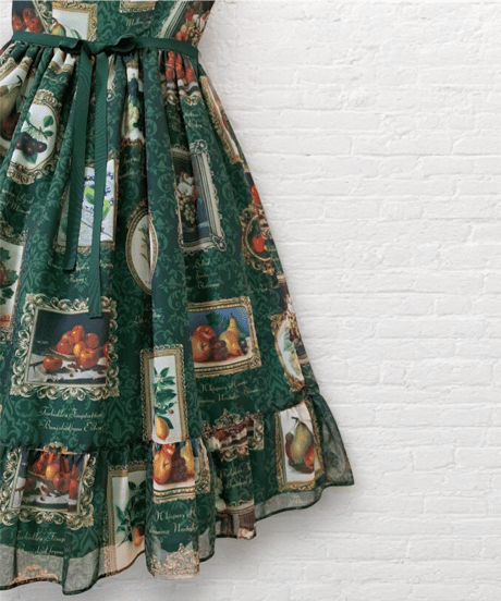 Fruit Still Life Art Museum Jumper Skirt（Green）M size
