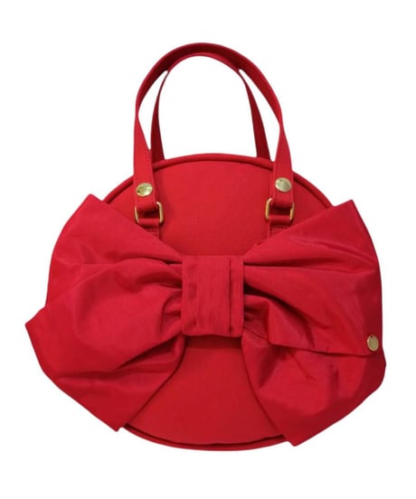シャンタンリボン付きハンプBag　(レッド）