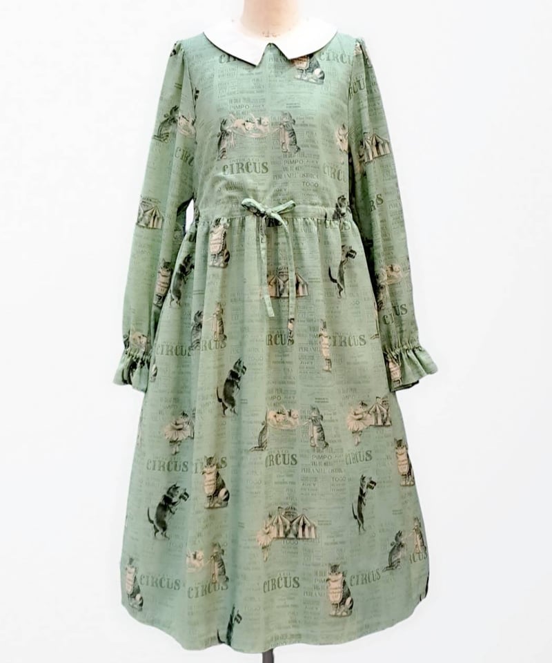 タグ付き♥キャットサーカス襟付きワンピPerla nell’ ostぺルラネルオ キャットサーカス襟付きワンピース（グリーン） | Perla nell' ostrica