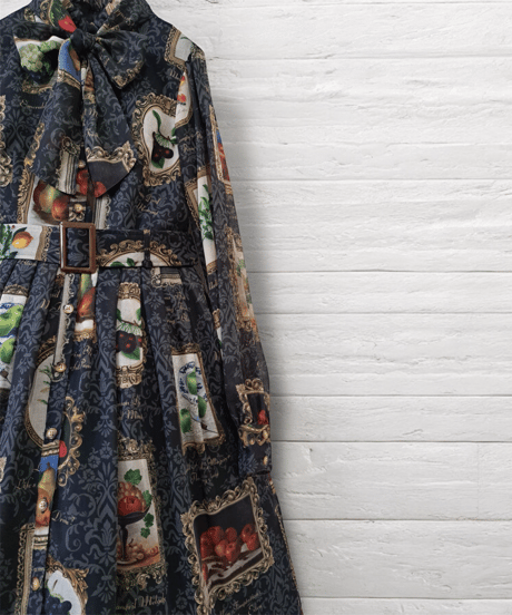 Fruit Still Life Art Museum one-piece dress（Black）