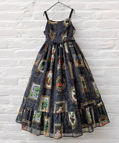 Fruit Still Life Art Museum Jumper Skirt（Black）Lsize