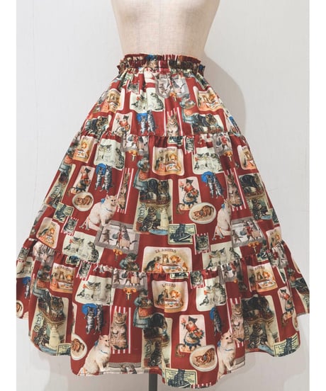 Vintage Cat Skirt（Red）