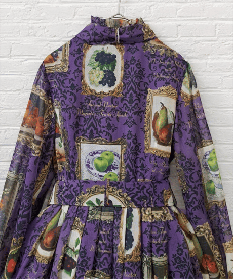 Fruit Still Life Art Museum one-piece dress（Purple）M size