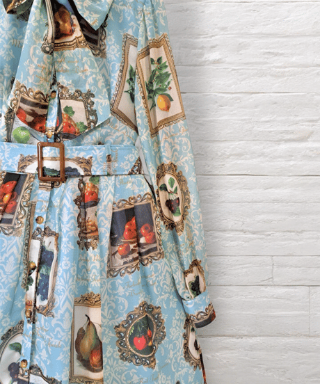 Fruit Still Life Art Museum one-piece dress（sax）