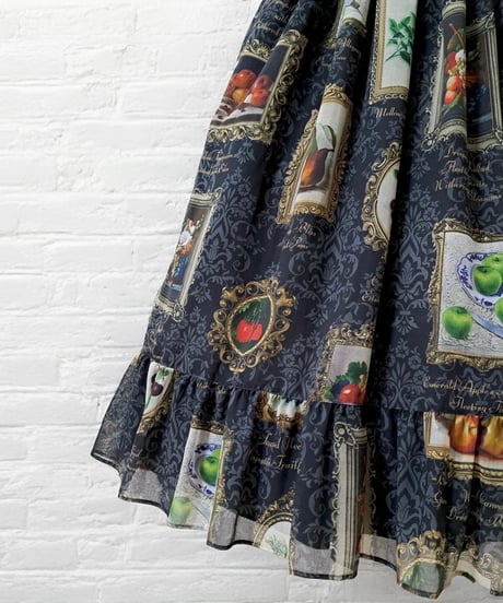 Fruit Still Life Art Museum Jumper Skirt（Black）Lsize