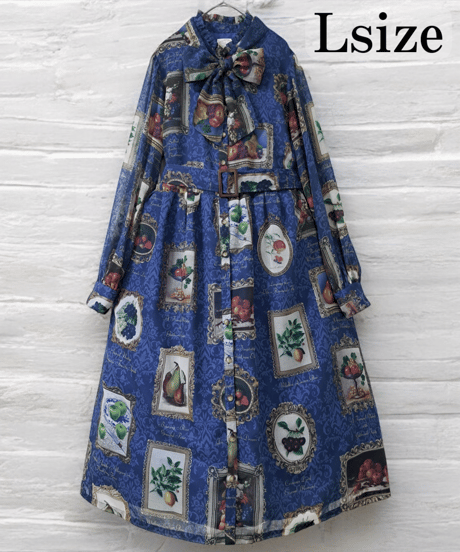 Fruit Still Life Art Museum one-piece dress（Blue）Lsize