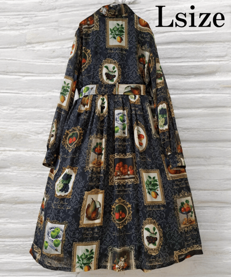 Fruit Still Life Art Museum one-piece dress（Black）