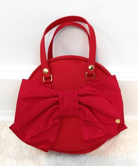 シャンタンリボン付きハンプBag　(レッド）