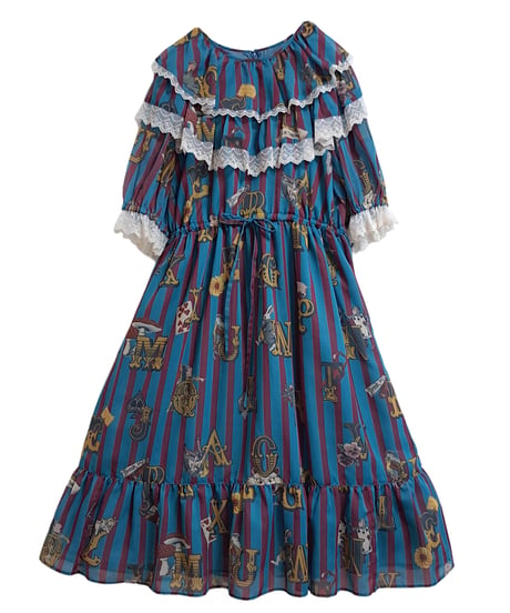 Alice in Wonder Glyph one-piece（Blue）
