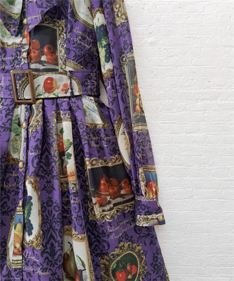Fruit Still Life Art Museum one-piece dress（Purple）M size