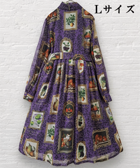 Fruit Still Life Art Museum one-piece dress（Purple）M size