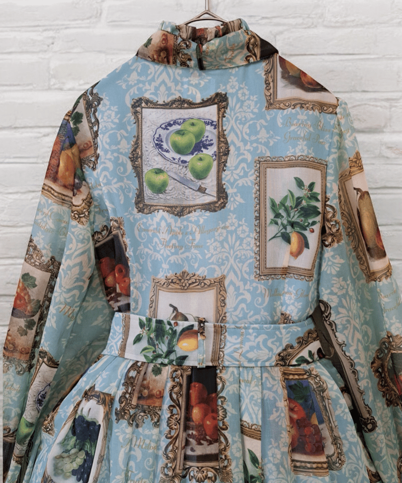 Fruit Still Life Art Museum one-piece dress（sax